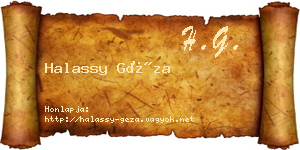 Halassy Géza névjegykártya